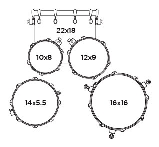 Mapex AR529S Armory Rock 5 Piece Shell Pack w/ 22" Kick : Ultramarine - Image 3