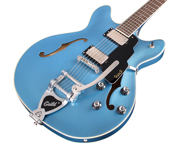Guild Starfire DC Semi-Hollow Electric Guitar with Guild Vibrato Tailpiece : Pelham Blue - Image 5