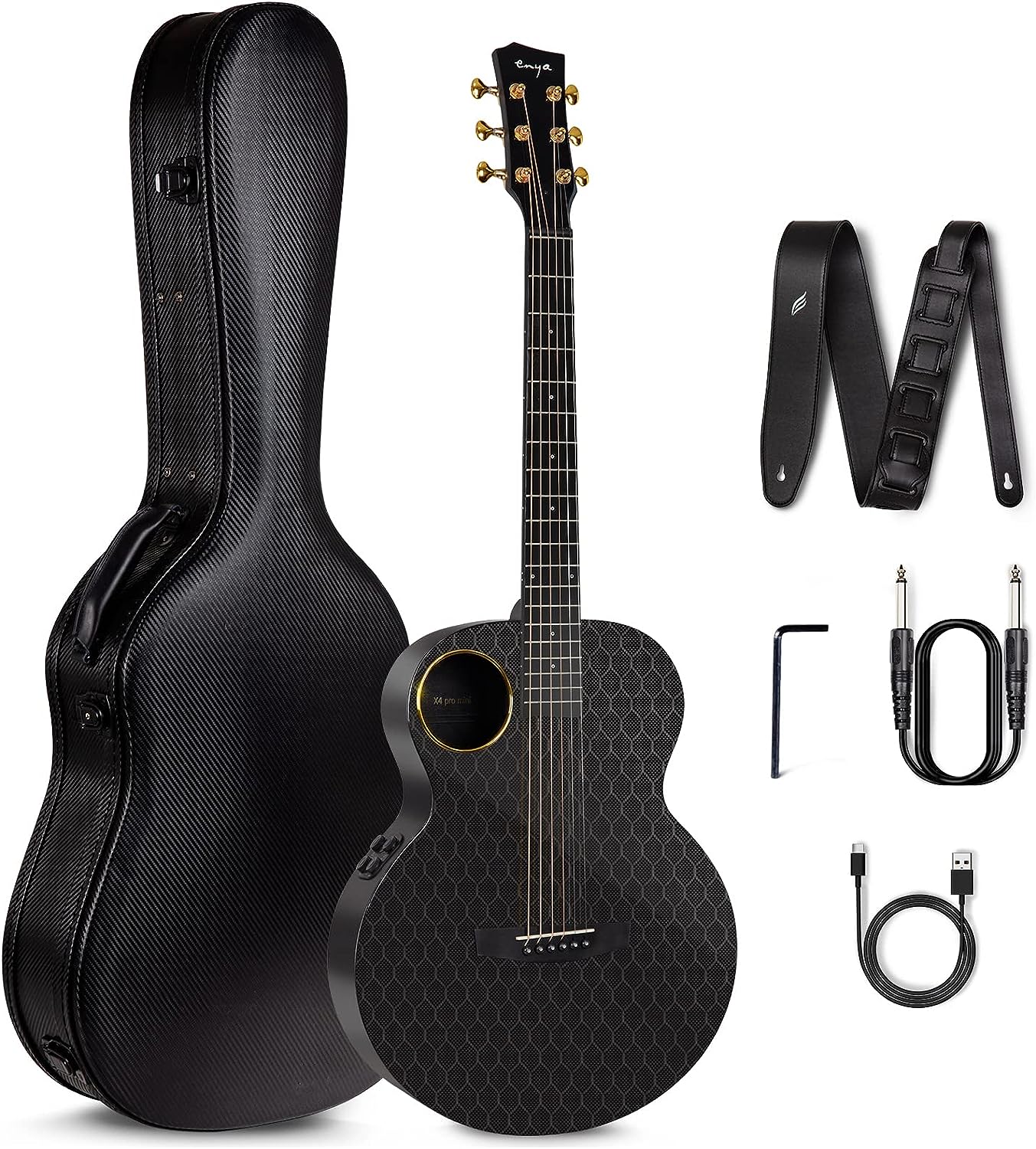 Enya X4 Pro Carbon Fiber Acoustic Guitar w/ EQ : Black - Image 3