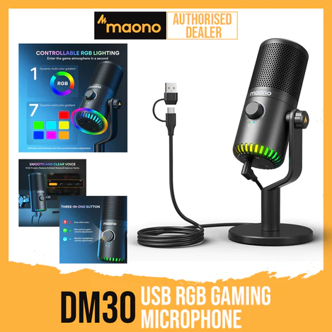Maono DM30 RGB Gaming USB Condenser Microphone - Black - Image 2