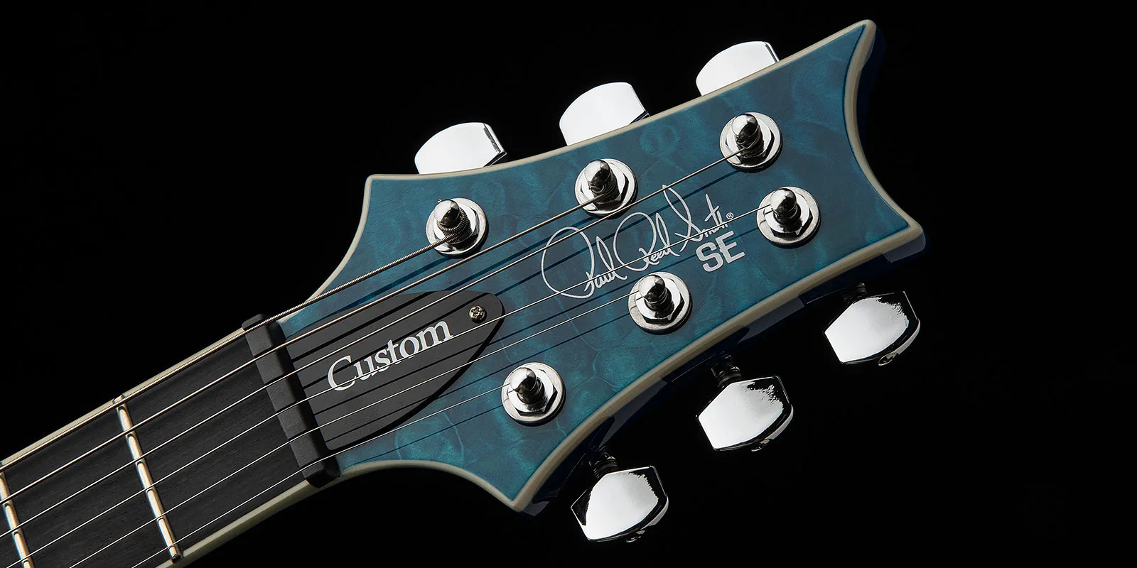 PRS SE Custom 24-08 Quilt Top Electric Guitar : Lake Blue - Image 2