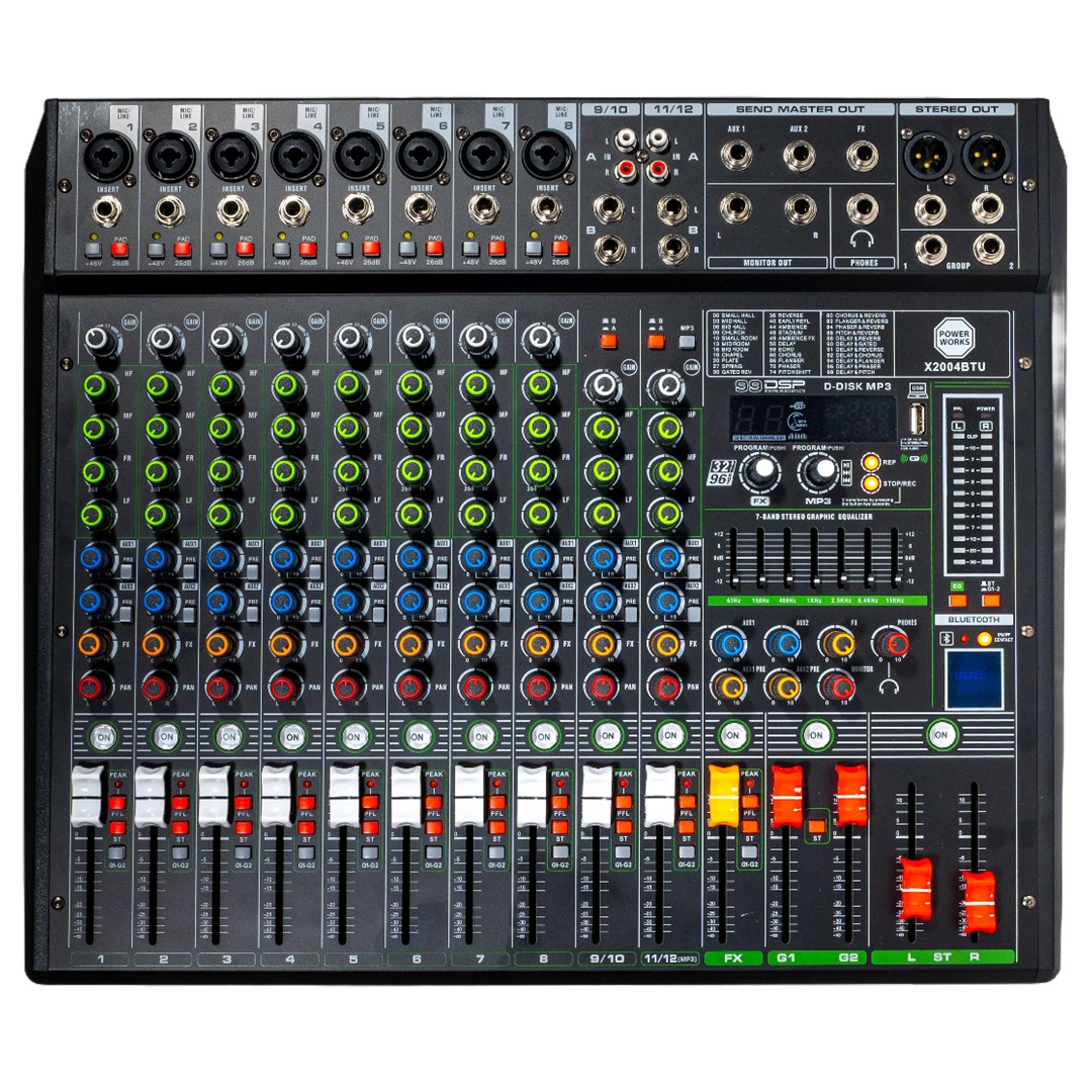 PowerWorks X2004BT-USB : 12 Channel Mixer w/ Bluetooth & USB
